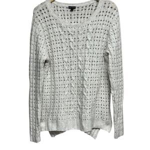 Coco + Carmen Beige Tan Open Crochet Knit Bohemian Sweater Size Large